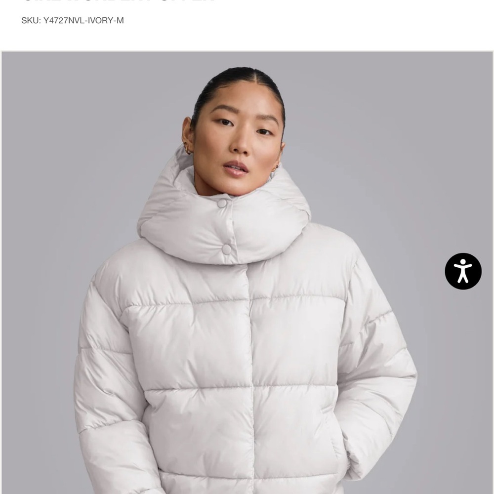 Anthropologie Ivory Large puffer jacket with detachable hood med & large $199​ - Picture 6 of 12